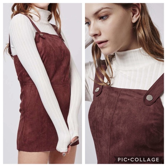 Topshop Maroon Suedette Military Style Romper - Picture 2 of 7